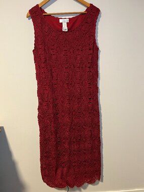 Y2K Crochet Knit Maxi Sleeveless Tank Dress Spiegel XL NEW Burgundy Red Wine 90s